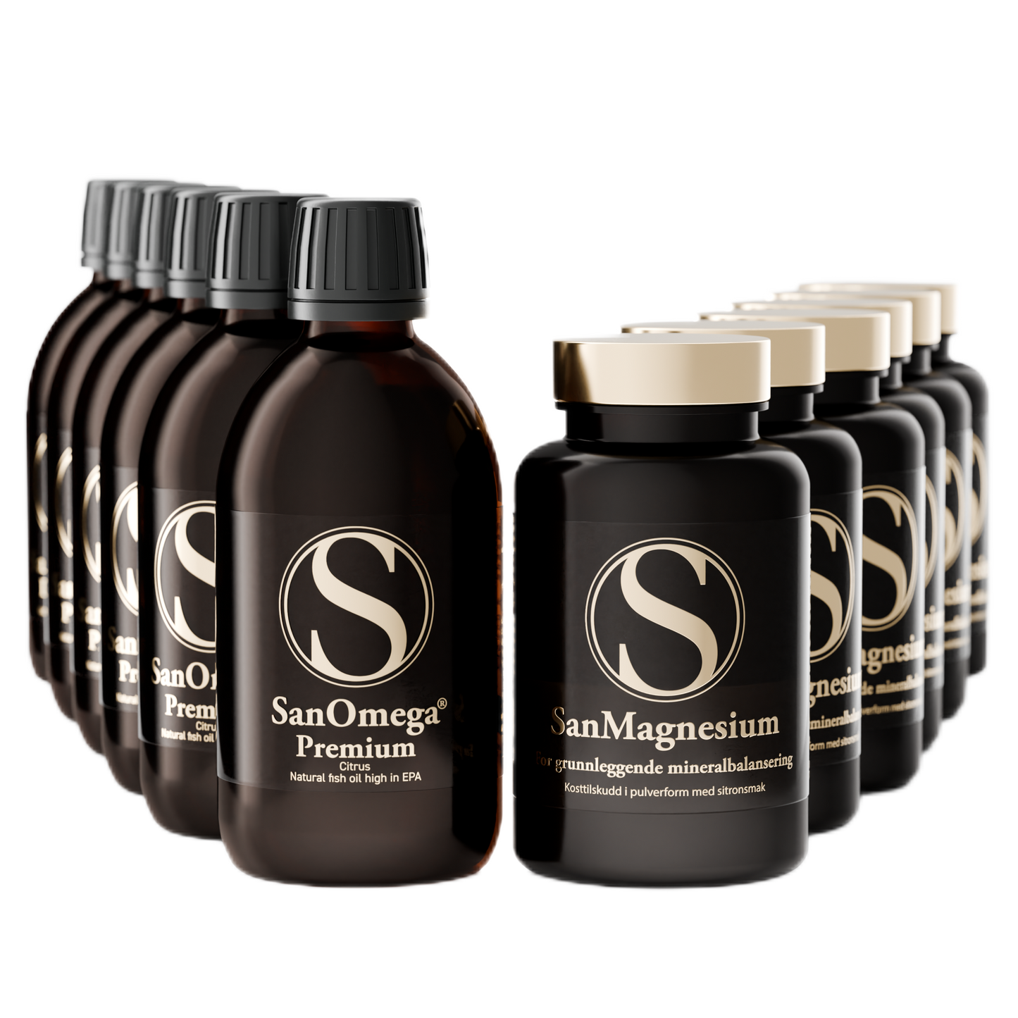 Ensemble complet 2 ( Huile de poisson premium Sanomega x6 + Poudre minérale SanMagnesium x6)